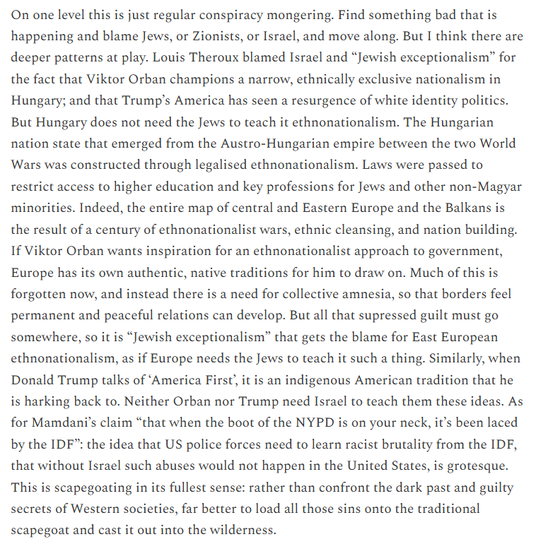 daverich1's tweet photo. I discussed this phenomenon of people blaming Israel for the rise of the European far right, and treating Israel as a scapegoat for the sins of Western societies, in my Robert Fine Memorial Lecture last year. It's a form of anti-Jewish discourse with deep roots. https://t.co/tWlNx7KczV
