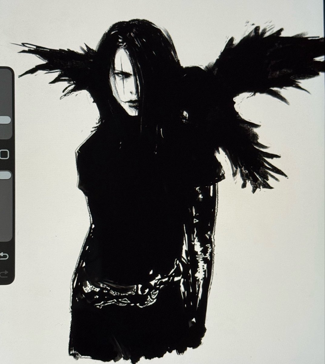 buckingtick's tweet photo. atsushi sakurai x eric draven sketch   i think i gave him too severe of a side bang but whatever he’s emo 🐦‍⬛🖤 https://t.co/XcKxkOvpsf