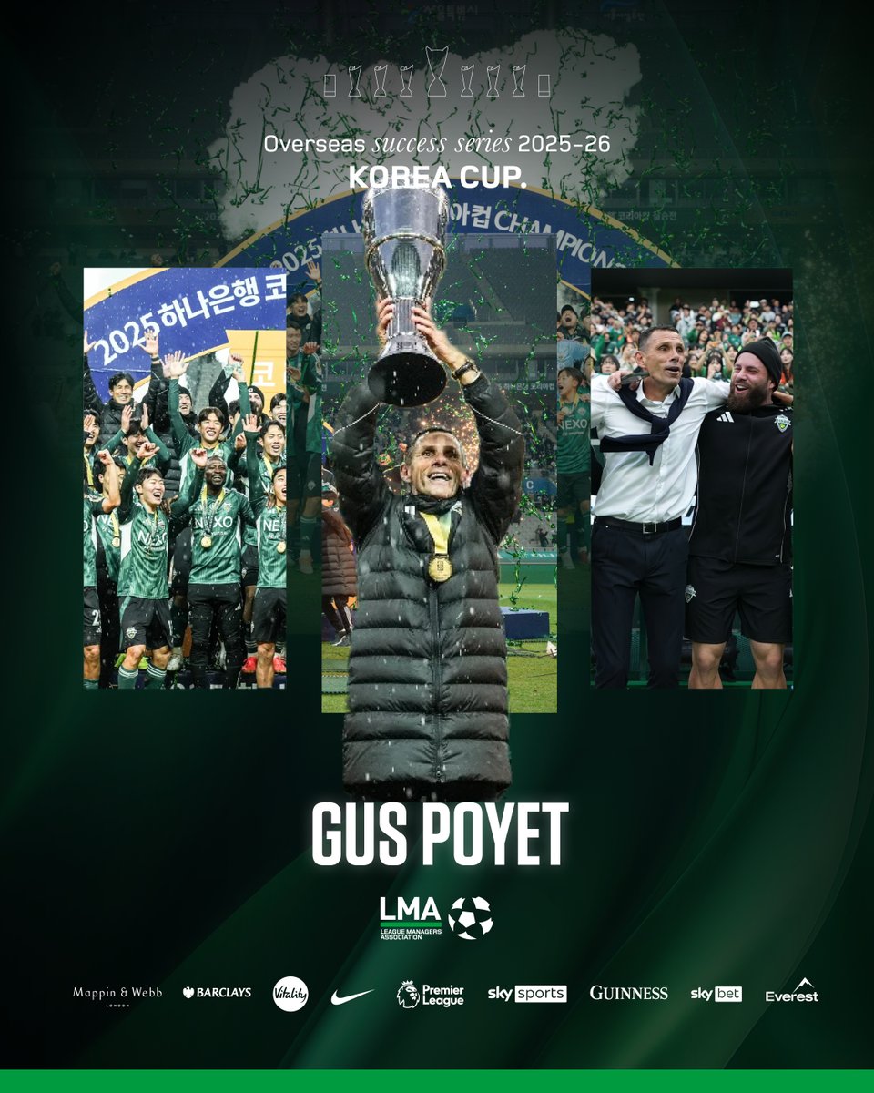 LMA_Managers's tweet photo. As part of our Overseas Success Series, we’re proud to celebrate LMA member Gus Poyet who guided Jeonbuk Hyundai Motors to a Korean domestic double. 👏

Congratulations on an outstanding achievement. 🏆 https://t.co/ikFL8IIBYX