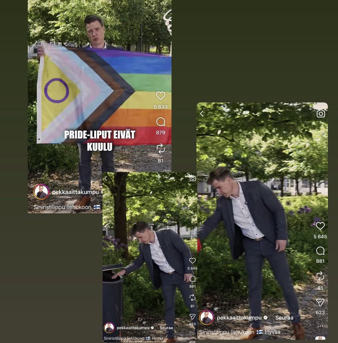 LauriNikula's tweet photo. Tutkiessani poliisina pride-lippujen varastamisia ja polttamisia tekijät olivat avoimen rasistisia ja syrjiviä radikaaleja väkivaltaisen äärioikeiston edustajia. Nyt näen vastaavassa touhussa entisen keskustalaisen pappismiehen. Joku tolokku @PAittakumpu kansankiihotuksessa. https://t.co/Hs3OtUDNrf