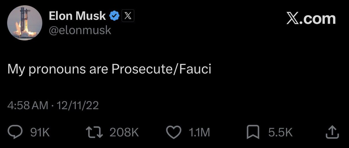 SteveLovesAmmo's tweet photo. It’s time to revisit this Elon Musk post about Anthony Fauci. https://t.co/GSDDAppaZ5