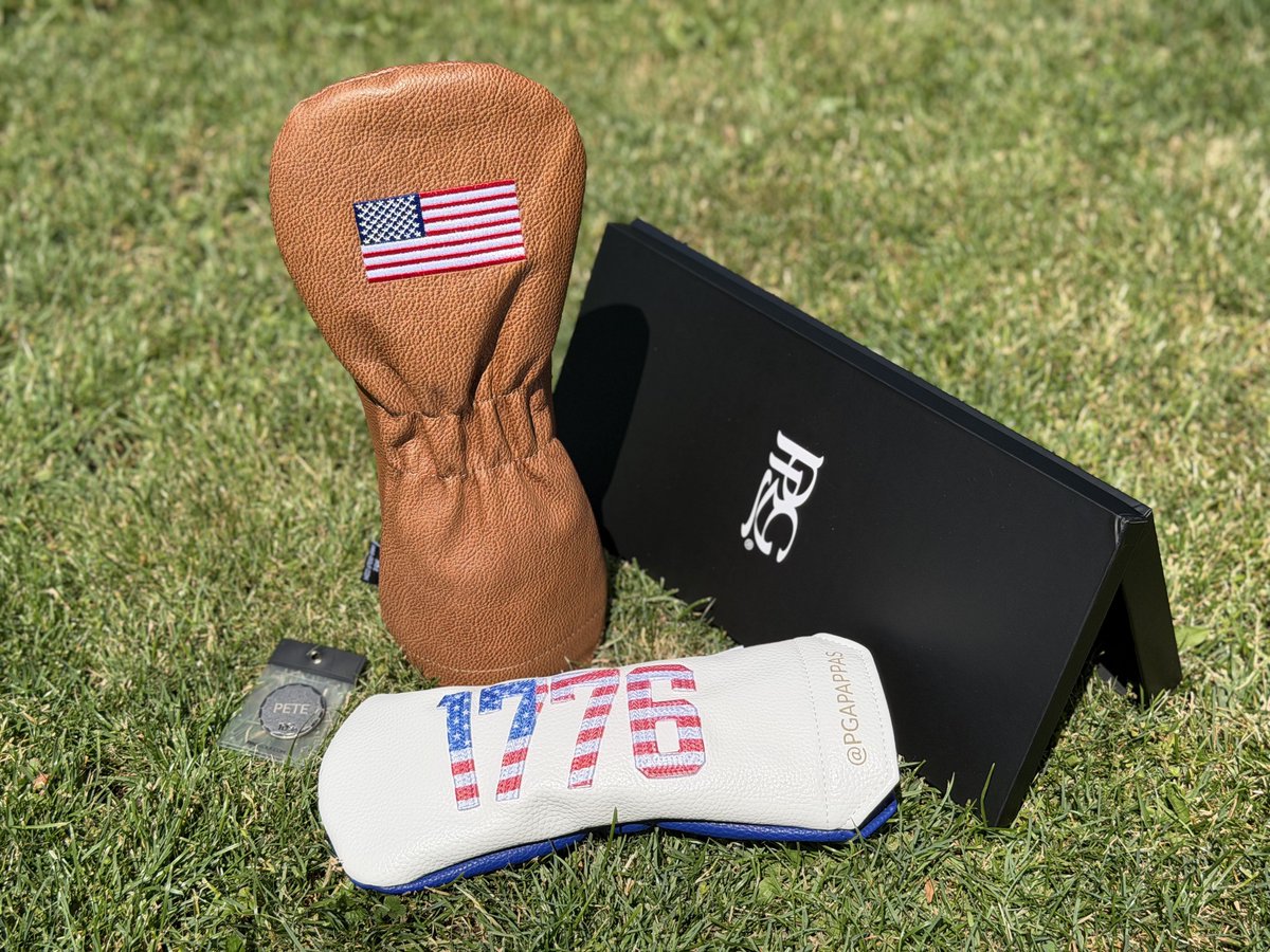 PGAPappas's tweet photo. A Declaration of Drip 🇺🇸 

PRG Golf is releasing a limited edition 1776 Capsule today to celebrate 250 years of the USA.

This very limited run will be available with additional laser engraving options for personalization on the PRG website.

If America had official headcovers these would be it.

Stars.
Stripes.
Swagger.