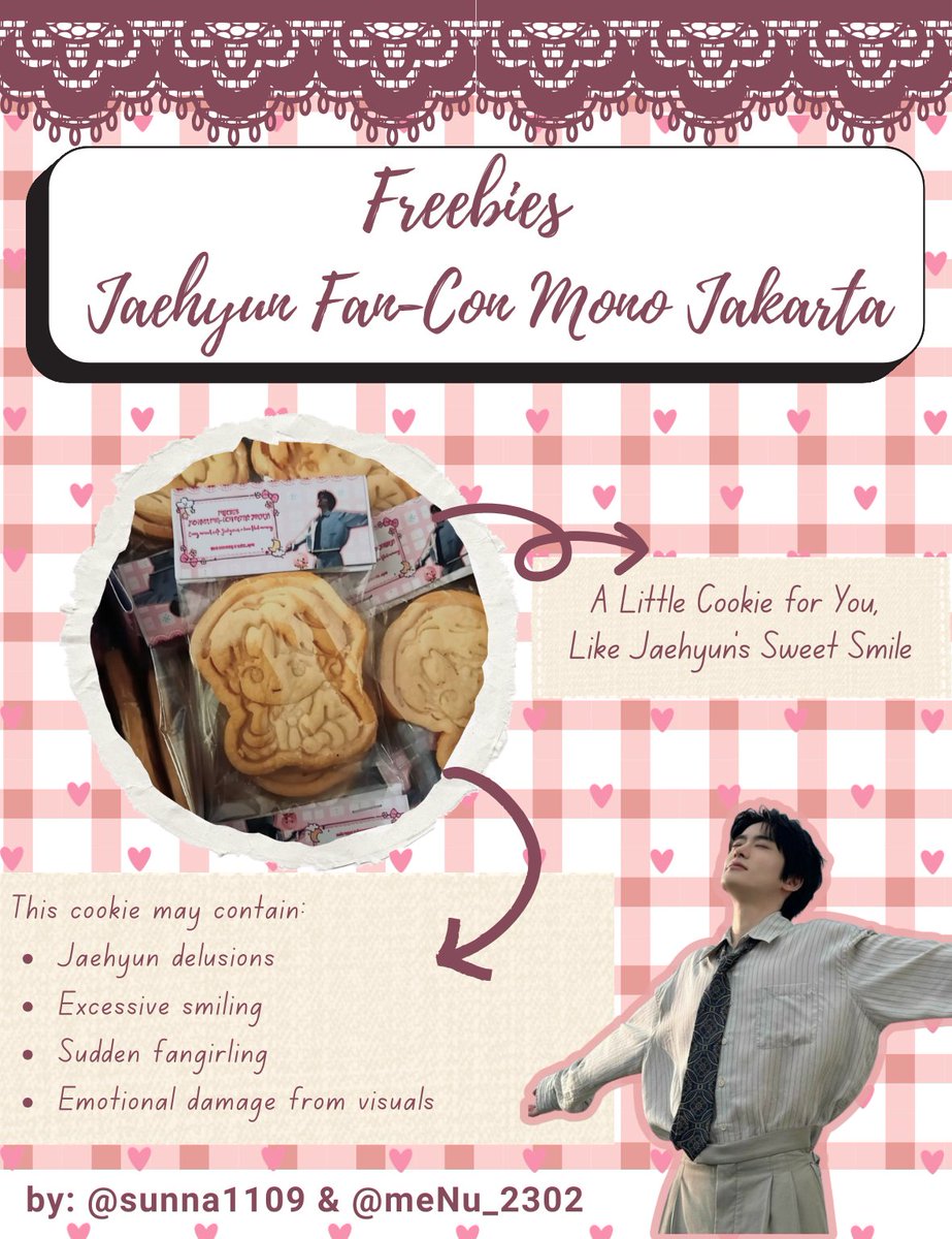 meNu_2302's tweet photo. ✮JAEHYUN FAN-CON MONO IN JAKARTA✮   
~Freebies by @sunna1109 &amp; @meNu_2302 ~

🗓️20 june 2026
📍Tennis Indoor Senayan

✮rt &amp; like are appreciated
✮Limited quantity‼️
✮Tag us if you got our freebies

See you vals!! 🍑 https://t.co/G1pAmTbDoN