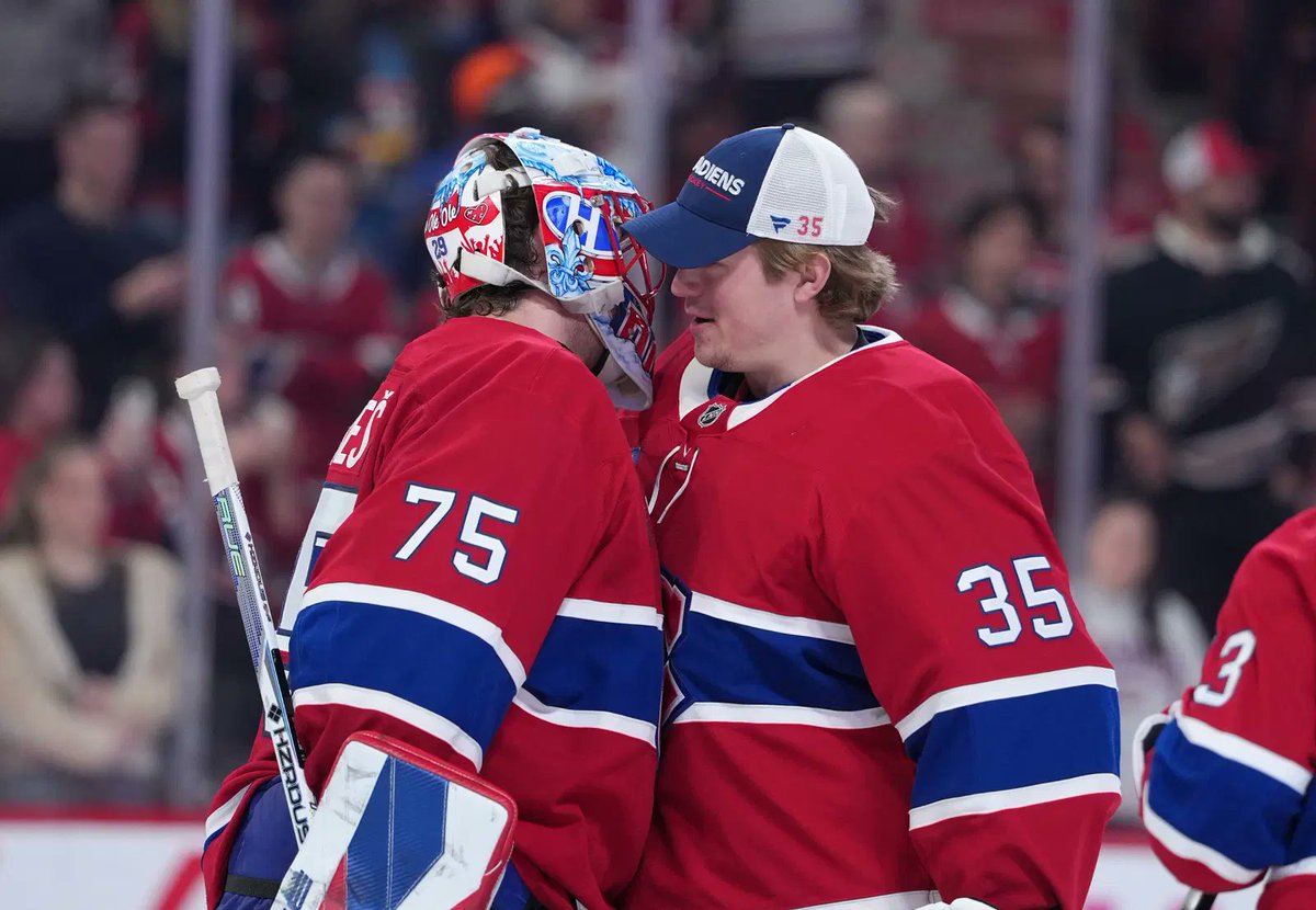 HFTVSports's tweet photo. I don't think the Habs should be trading ANY of their goalies this off-season. Goalie performances are so volatile from year to year. If we have a tandem of Dobes (starter)-Monty and Fowler back in the AHL to get more reps in, it would be perfect. https://t.co/PE5RowqjW2