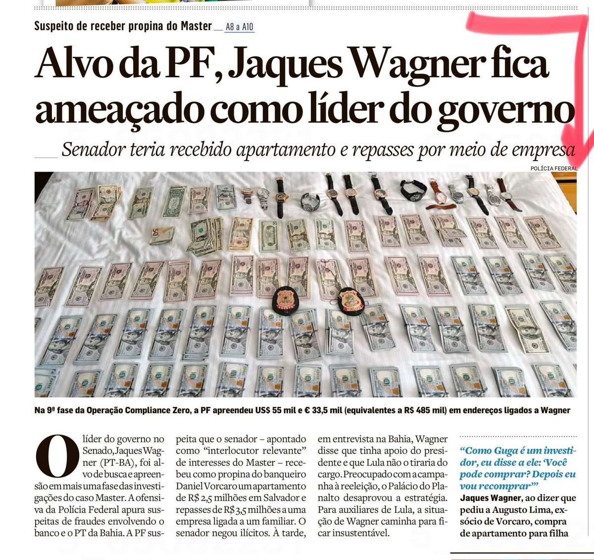 Jeffssss_'s tweet photo. "O aspecto mais curioso das notícias envolvendo o entorno de Jaques Wagner não é a investigação em si. É a surpresa de quem ainda se surpreende.

Para uma parcela expressiva da sociedade brasileira, o problema não é um episódio isolado. O problema é um histórico de décadas. Desde os escândalos que marcaram os governos petistas até as sucessivas operações, CPIs, delações e denúncias que ocuparam o noticiário nacional ao longo dos últimos 30 anos, consolidou-se na mente de milhões de brasileiros a associação entre o PT e os maiores escândalos de corrupção da história do país.

Por isso, quando surge mais um capítulo envolvendo figuras próximas ao núcleo de poder do partido, a reação popular não é espanto. É exaustão.

A narrativa de que determinados casos seriam desvios individuais encontra resistência justamente porque muitos eleitores enxergam um padrão recorrente. Na visão desses brasileiros, não se trata de um problema de uma pessoa, mas de uma cultura política que teria transformado o Estado em instrumento de ocupação partidária, distribuição de influência e proteção de aliados.

O maior dano talvez não seja apenas financeiro. É institucional. A cada novo escândalo, cresce a sensação de impunidade, de seletividade e de descrença nas instituições. O cidadão que paga impostos, trabalha e cumpre as regras observa sucessivas investigações envolvendo personagens poderosos e pergunta: quem será efetivamente responsabilizado?

A indignação não nasce apenas do valor eventualmente desviado. Nasce da percepção de que o Brasil poderia ser muito mais próspero se a energia da política estivesse concentrada em crescimento econômico, educação, segurança e geração de oportunidades, e não em escândalos que se repetem década após década.

Independentemente da posição ideológica de cada um, existe uma pergunta que permanece sem resposta para milhões de brasileiros: quantas vezes um partido pode aparecer no centro de controvérsias antes que a sociedade decida exigir padrões mais elevados de ética, transparência e responsabilidade pública?"

Jonas Federighi