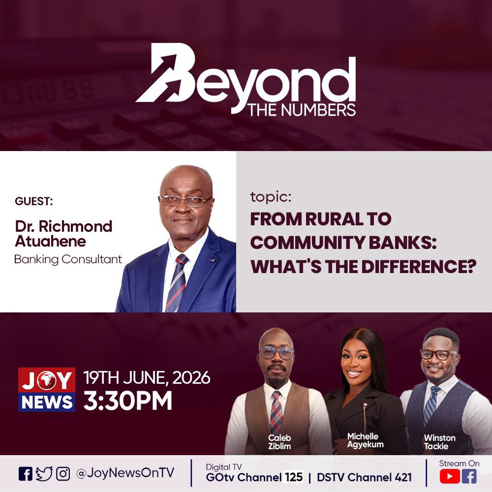 JoyNewsOnTV's tweet photo. What distinguishes a rural bank from a community bank, and what does it mean for customers, businesses, and financial inclusion?
Join #BeyondTheNumbers as the team breaks down the key differences and their impact on Ghana’s banking sector. https://t.co/xncgYuD9ul