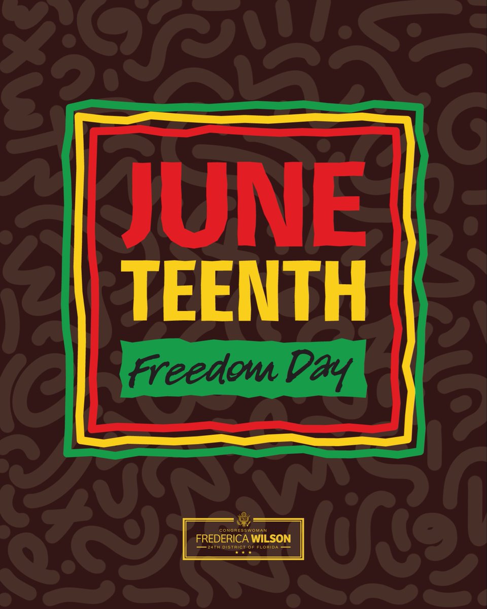 RepWilson's tweet photo. Juneteenth marks the day freedom finally reached those who had been denied it for far too long.

Today, we honor the strength of our ancestors, celebrate the contributions of Black Americans, and remember that the pursuit of justice and equality continues.

Happy Juneteenth. https://t.co/QrvanJh3gE