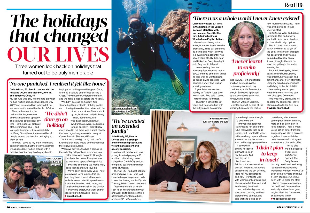 RuthAddicott's tweet photo. 'The holiday that changed my life', Julie, Galia and Charlotte share their stories in the summer special of Woman's Weekly https://t.co/IwBP2vXzTQ