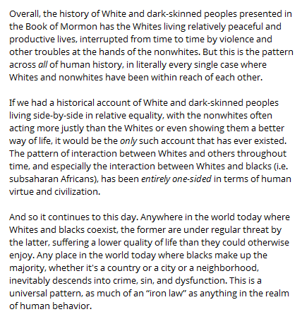 Numbers258's tweet photo. @IchabodThornton @ghost_of_Nephi @ultramormonchan At this point it's more dishonesty than retardation. Out of the thousand-year history of the Nephites and the Lamanites, there was one single 35-year stretch where the black group was righteous and the Whites were not. At best a couple dozen pages out of 500+. https://t.co/D4vSRB18Zq
