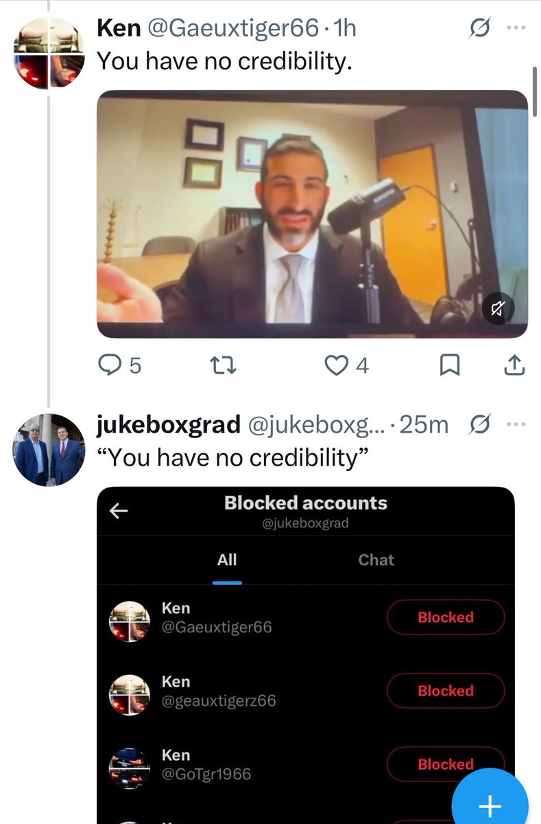 Gaeuxtiger66's tweet photo. He blocks me but goes to my page to look at what I post… I would say he’s obsessed.  He’s like a stalking GF https://t.co/5Y90W2SuMK