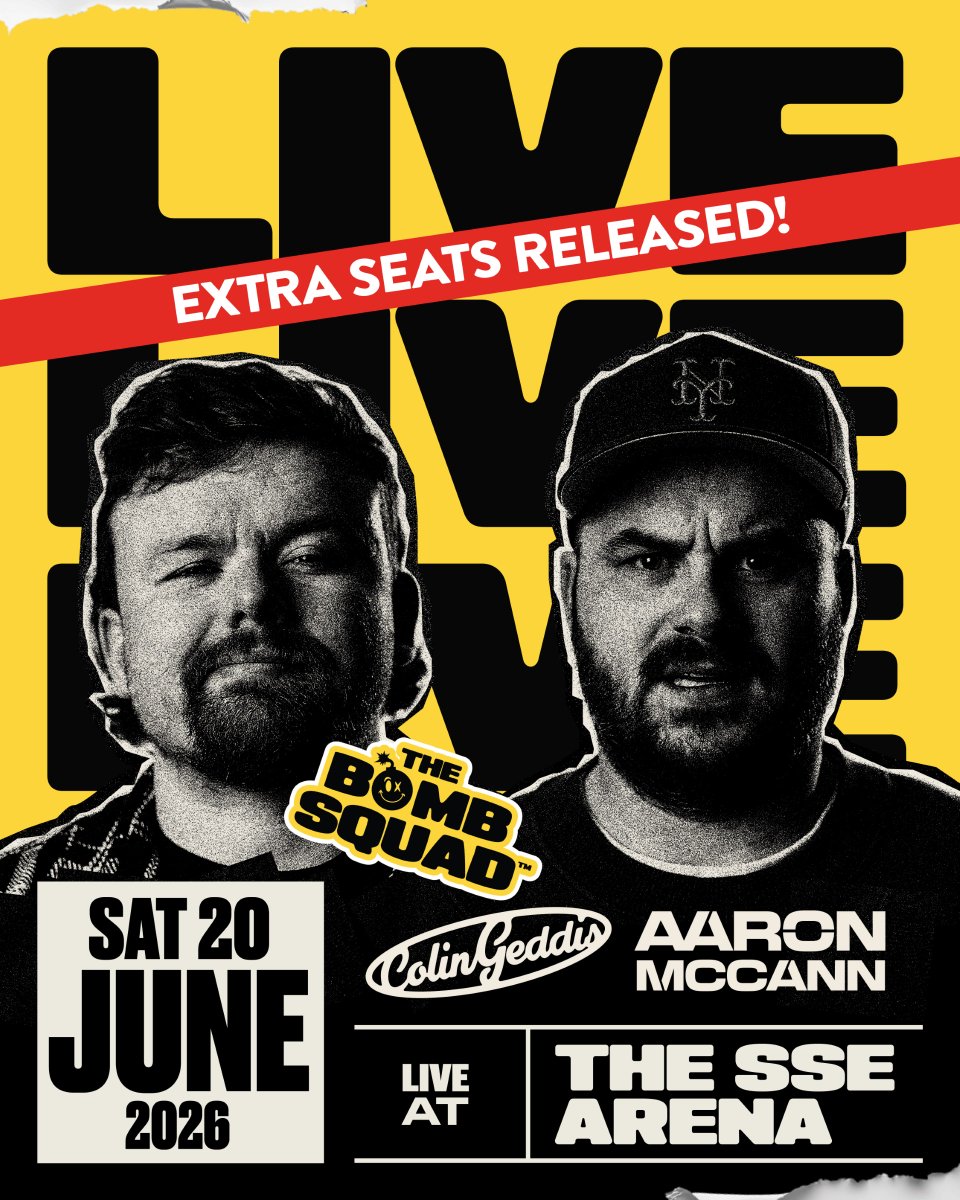 TheO2Belfast's tweet photo. 🚨 LAST CHANCE 🚨

The Bomb Squad Pod Live take to the Arena tomorrow night! Who's coming? Let us know in the comments. ⬇️ ⬆️🙌

Still need tickets? Secure your seats now: https://t.co/Sz1OOL09qx https://t.co/gER5sj9N00