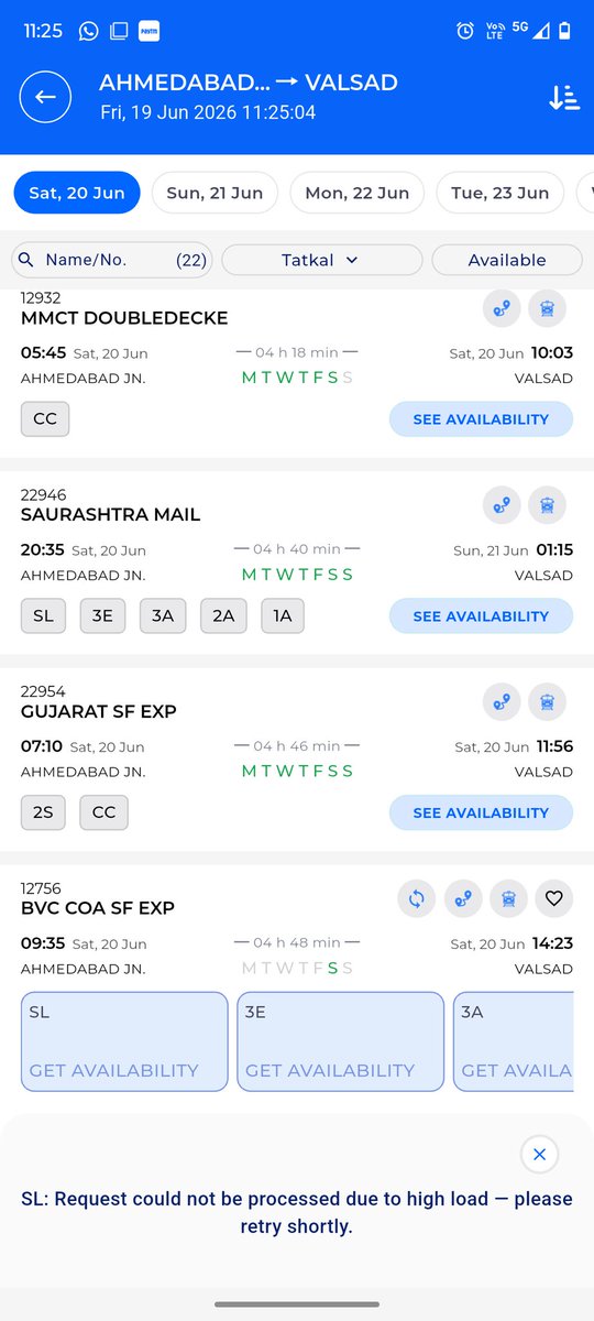 devangp24's tweet photo. 6/7 🕚 11:25 AM and 11:29 AM
Even after 20+ minutes, the exact same "High Load" errors continued on RailOne, IRCTC App and Website.
Multiple screenshots recorded at both times. https://t.co/2vUCwzz1oi