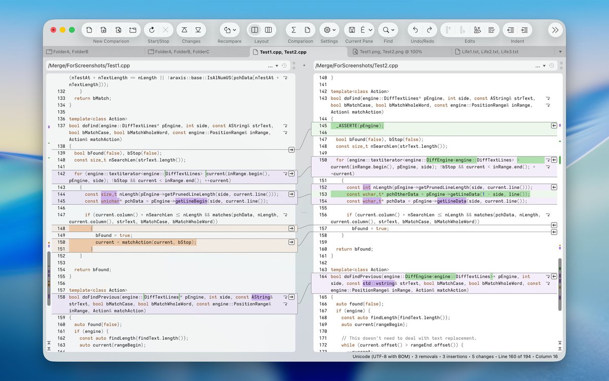 Araxis's tweet photo. Araxis Merge 2026.0 for Windows and macOS is here. Use this file comparison/merging and folder sync application to compare and merge source code revisions, contract drafts, and massive Git branches. Review AI-generated code. Ensure accuracy and never miss a change.

This release features a beautiful UI redesign for macOS and first-class support for macOS 26 Tahoe. The macOS 27 Golden Gate Developer Beta 1 also receives preliminary support.

The presentation of comparison results on macOS is significantly enhanced in Araxis Merge 2026.0, making it easier than ever to see and understand changes in their full context. Various other improvements and fixes for Windows and macOS are also included.

For a full list of changes, see the release notes link in the reply.👇