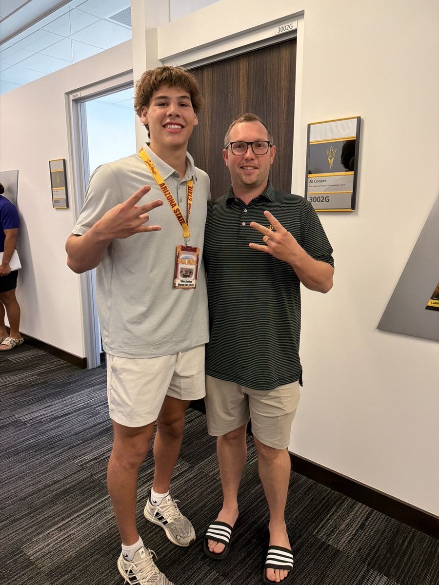 SilasSteffen26's tweet photo. Thankful for the opportunity to visit ASU this week. Grateful to the coaches and staff for taking the time to meet with me and my family.  #Safety #AGTG 
@23adamoneill @EDGYTIM @scottybscout https://t.co/miZqJzJ4Hu