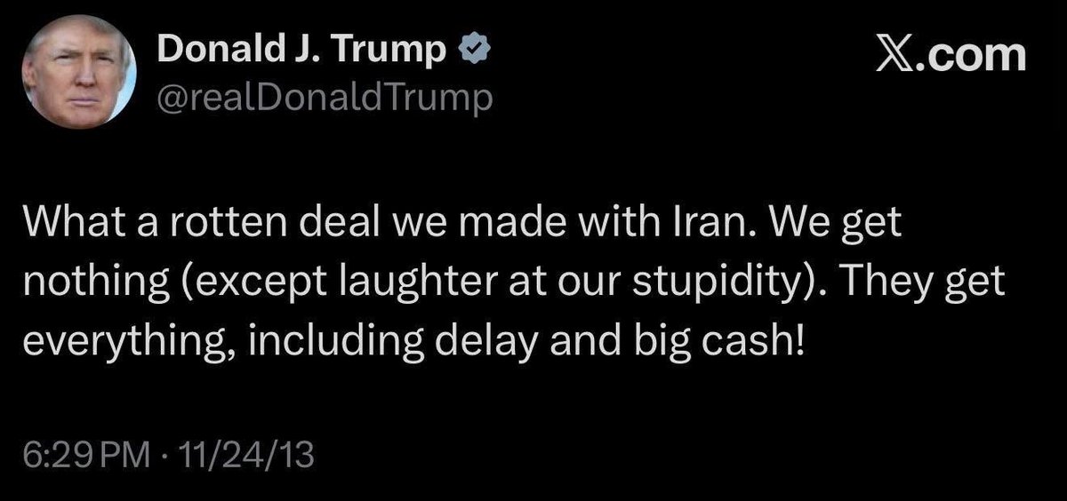 RealKENSHAPIR0's tweet photo. Forecasting his own Iran deal. 
This post did not age well! https://t.co/8icHF7j6kS