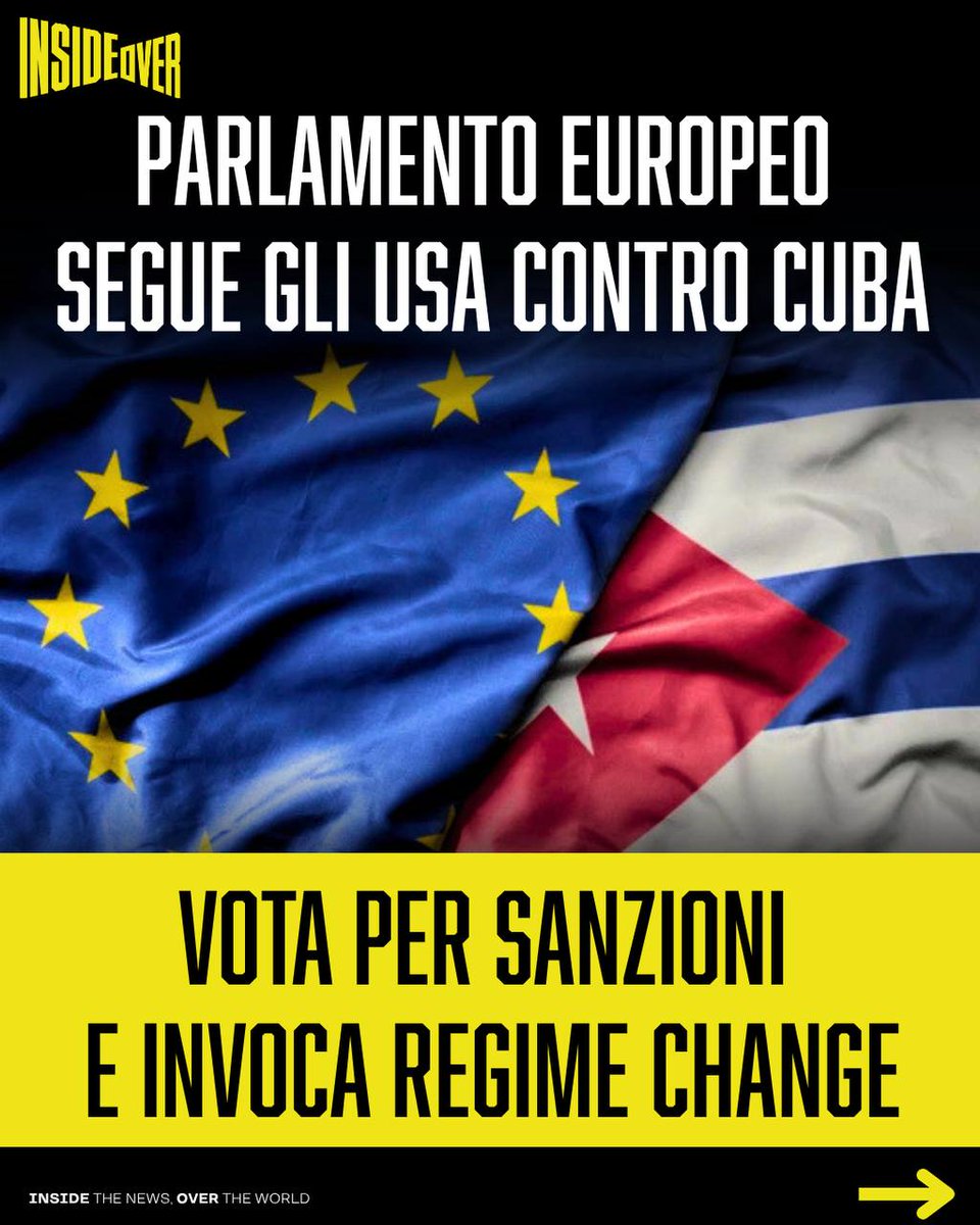 Giorgioaki's tweet photo. Il Parlamento Europeo ha appena approvato una risoluzione per introdurre sanzioni contro Cuba.

Nella risoluzione, approvata con 283 voti favorevoli e 199 contrari (85 astenuti) si legge: “Cuba è vicina a diventare uno Stato fallito”.

La risoluzione chiede sanzioni contro il presidente  Miguel Diaz-Canel e contro il conglomerato militare Gaesa, responsabile del controllo di circa metà dell’economia. 

Mosse che arrivano in scia all’analoga mossa di Washington nel quadro della strategia di massima pressione su L’Avana.  

Washington ha privato Cuba del petrolio con l’embargo petrolifero imposto dopo la caduta di Nicolas Maduro in Venezuela a gennaio scorso; ha sanzionato membri del governo cubano e imposto pressioni secondarie sull’isola; ha emesso un mandato d’arresto per l’ex presidente Raul Castro. 

L’Eurocamera approva la mozione in cui si dice che la povertà a Cuba “non è il prodotto di alcun embargo esterno, ma la diretta conseguenza del modello e dei fallimenti del regime stesso”.

Cuba vive un embargo pluridecennale che si è recentemente inasprito con il blocco petrolifero USA. Da allora l’isola caraibica è sottoposta a un vero e proprio assedio economico che ha provocato una crisi umanitaria senza precedenti.

Il Parlamento Europeo chiede anche un’esplicita modifica della leadership politica a Cuba: “L’unica via d’uscita dalle difficoltà, dalla povertà e dall’isolamento che affliggono il popolo cubano risiede in un profondo cambiamento economico e politico”. 

Nemmeno per gli Usa il regime change è ancora posizione ufficiale da perseguire. 

Per Strasburgo, si.

L’assedio a Cuba è totale. L’ipocrisia europea anche.

Leggi l’articolo di andrea muratore 

https://t.co/jCFUlepAf0

#cuba #europe #usat