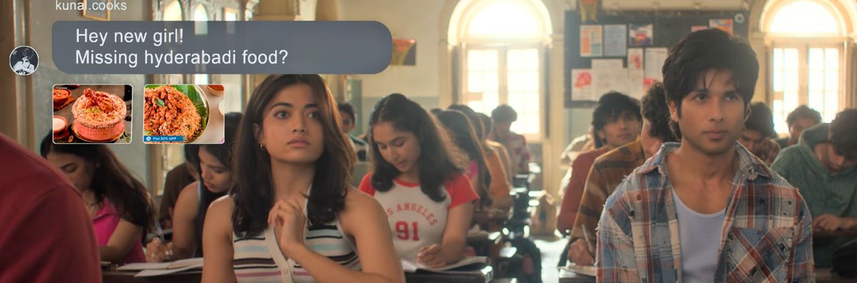 RashmikaStan's tweet photo. Maybe I'm reading too much into it but Hyderabadi food? We missed this clue the first time but I think @iamRashmika is playing a south indian girl. Super excited to watch her on the big screen. 😍 

#Cocktail2 https://t.co/xZndraKYCE