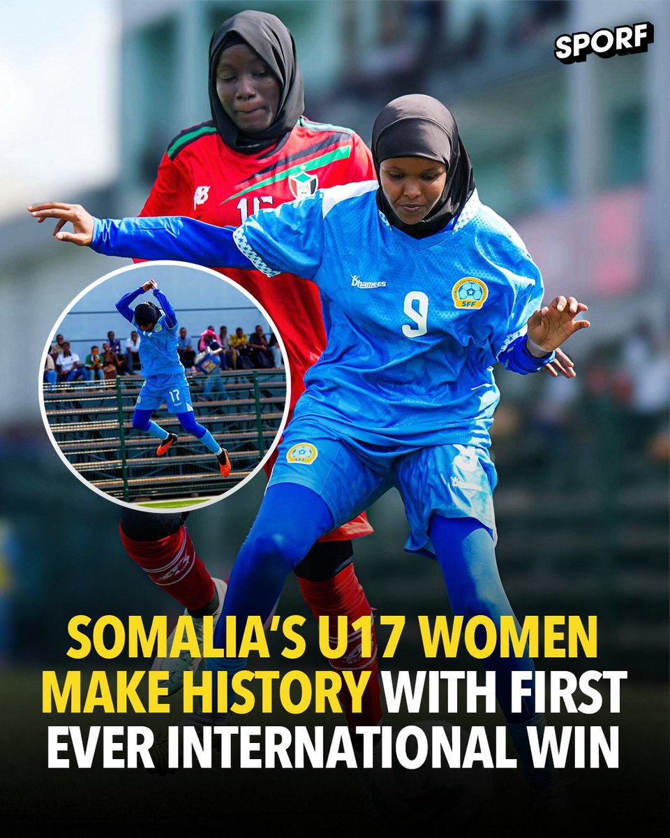 Sporf's tweet photo. A summer of historic achievements continues! 🇸🇴👏

Somalia U-17 women's national team have made history with an emphatic 8–2 victory over Sudan at the CECAFA U-17 Girls Championship in Dar es Salaam, Tanzania. ⚽

More than just a win, this result marks a landmark moment for Somali women's footbalL. The first-ever victory by a Somali girls' national team in an official football competition. ❤️

This team represents something bigger than football! Inspirational and we love to see it! 👍
