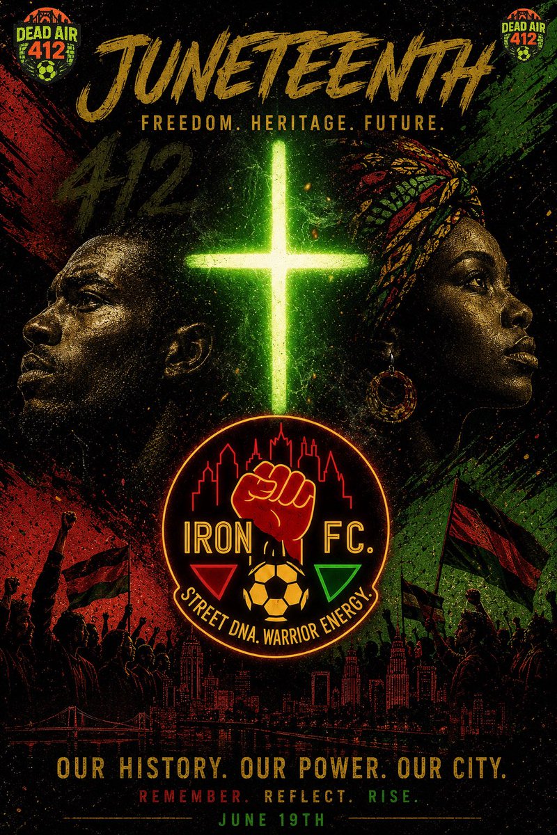 IronCityFCSC's tweet photo. JUNETEENTH ✊🏾

Today we honor freedom, resilience, and the legacy of those who fought for a better future.

OUR HISTORY.
OUR POWER.
OUR CITY.

Remember. Reflect. Rise.

Happy Juneteenth from Iron City FC.

#Juneteenth #IronCityFC #ThoseOfSteel https://t.co/MWHdUTYxD2