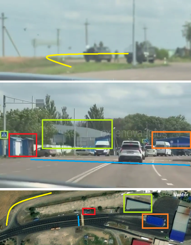 blinzka's tweet photo. @NOELreports Location 1st video: border crossing Matveyev Kurgan, Vyselky (Виселки), Donetsk Oblast, Ukraine at 47.70084, 38.67609 https://t.co/G0eQSAg9dd #geoconfirmed @GeoConfirmed 
Unarmored vehicles with Russian air defense groups at the side of the road. https://t.co/IMBJGqzG8S