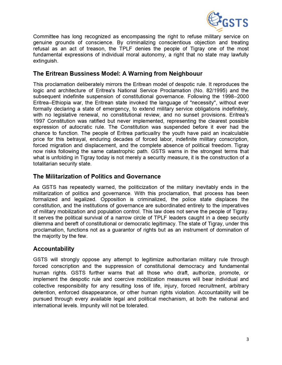 ProfKindeya's tweet photo. GSTS Unequivocally condemns Totalitarian Law in Tigray and Calls on the People of Tigray and the International Community to Act Before It Is Too Late. https://t.co/xlmhOQuHsv