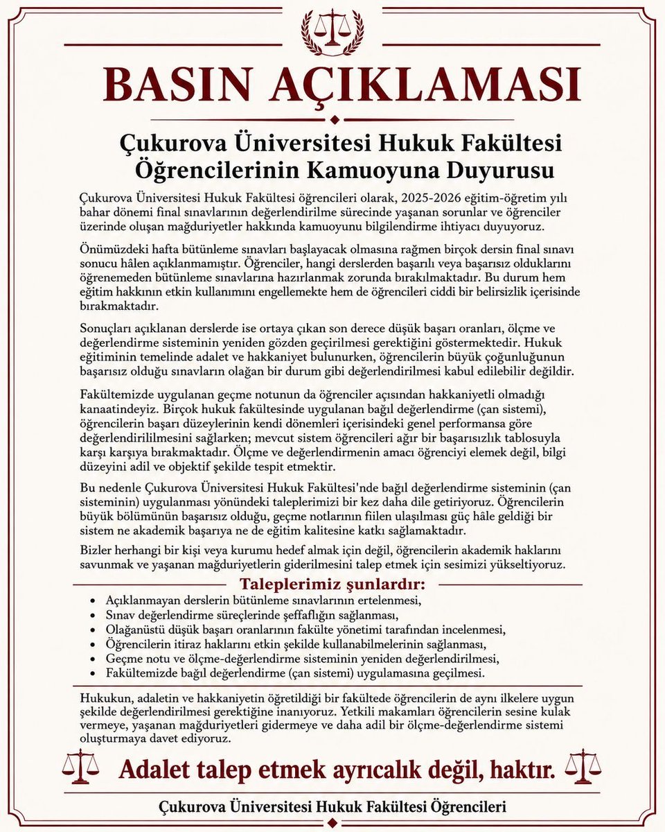 sudeeozgull's tweet photo. Daha fazla mağdur edilmek istemiyoruz!!!
Çukurova Hukuk
#CukurovaHukukSinavMagdurları

@YuksekogretimK https://t.co/sxiN5bAD2f