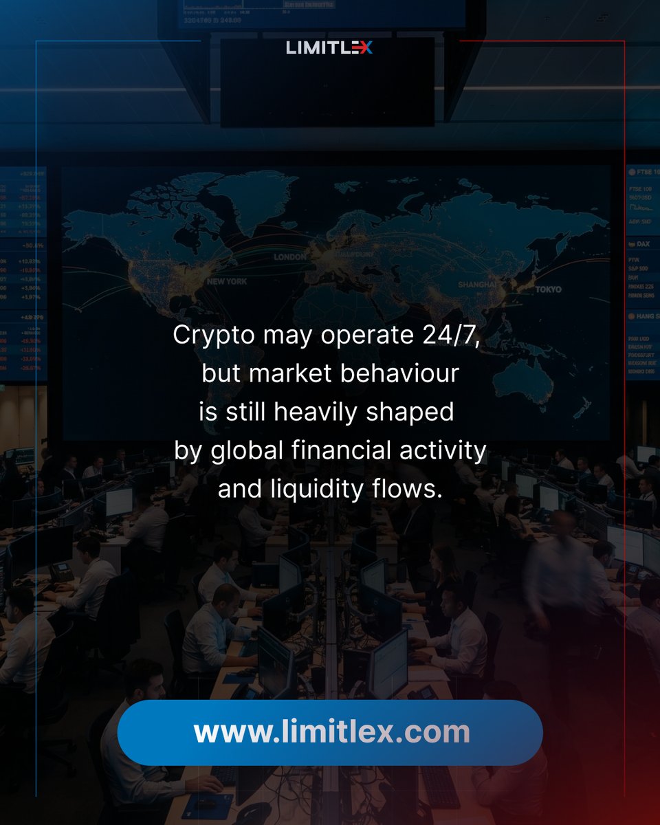 LimitlexInfo's tweet photo. 🧵 Crypto never closes, but market attention still follows global trading hours. 🌍
Liquidity and activity often peak during the London/New York overlap, while weekends and off-hours tend to bring thinner liquidity and sharper volatility.
👉 https://t.co/0YL9fXuDQU https://t.co/ZGtLLgr09X