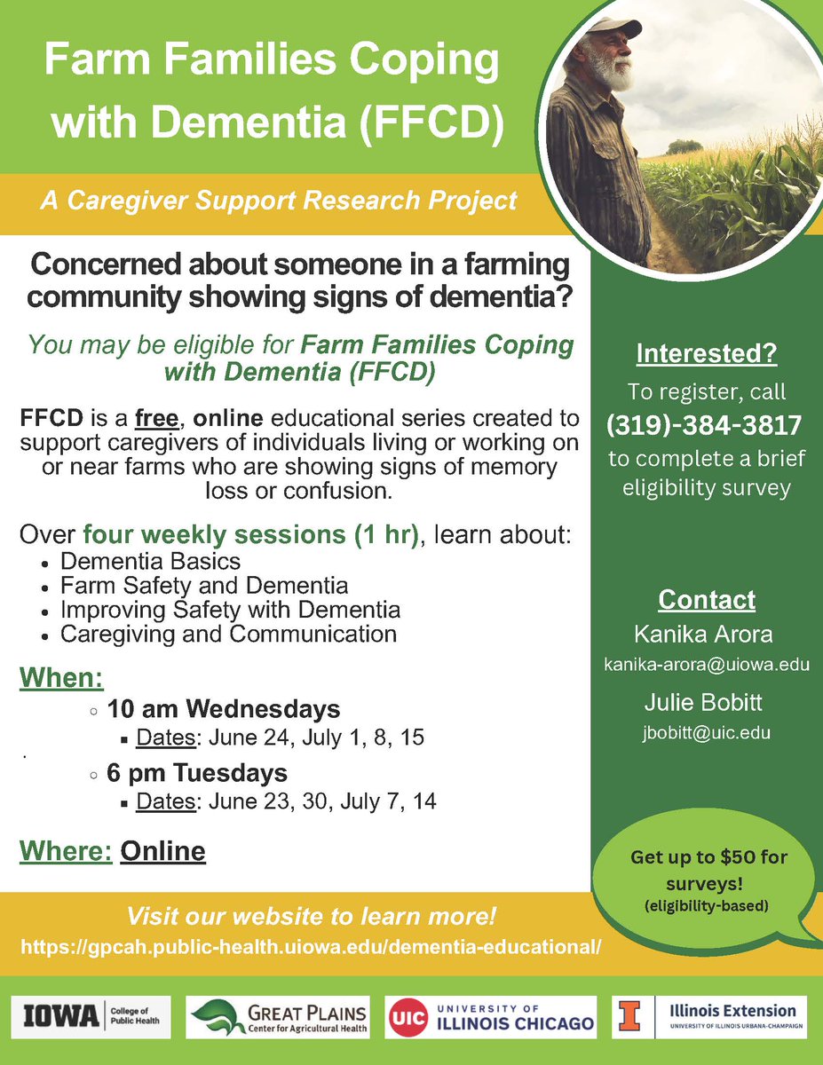 BrainHealthIL's tweet photo. New Blog Post: Online Caregiver Support Group for Farm Families Coping with Dementia

#FindItOnTheICRN at https://t.co/ja2yb723OW. https://t.co/PG98zicmWp