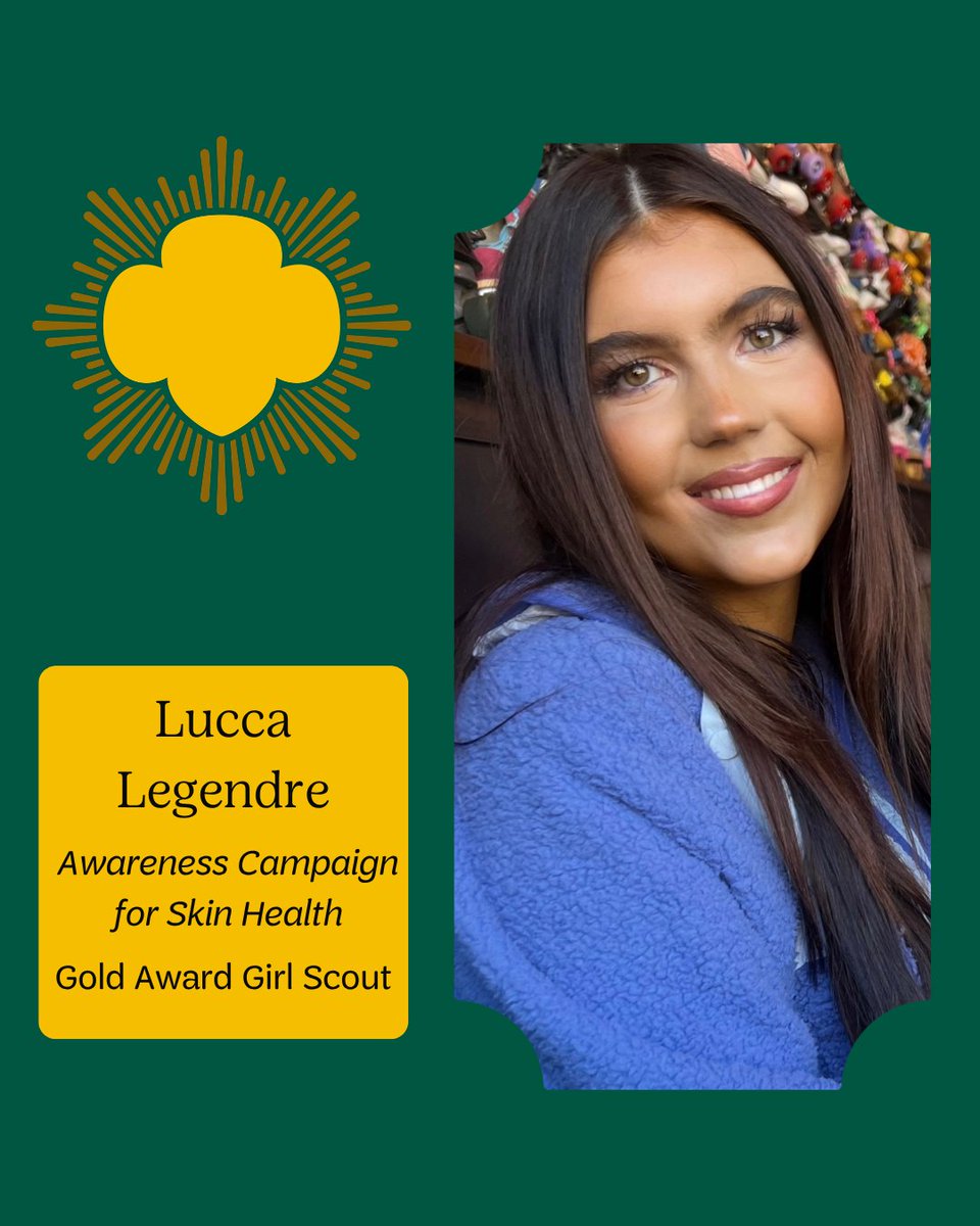 GSColo's tweet photo. Congratulations Lucca! 💚 Lucca turned her passion for skin health into her Gold Award Project, creating a website and presentation where teens can learn about skin care. Lucca plans to attend medical school and become a dermatologist when she graduates. https://t.co/tl3Dc1OJJd