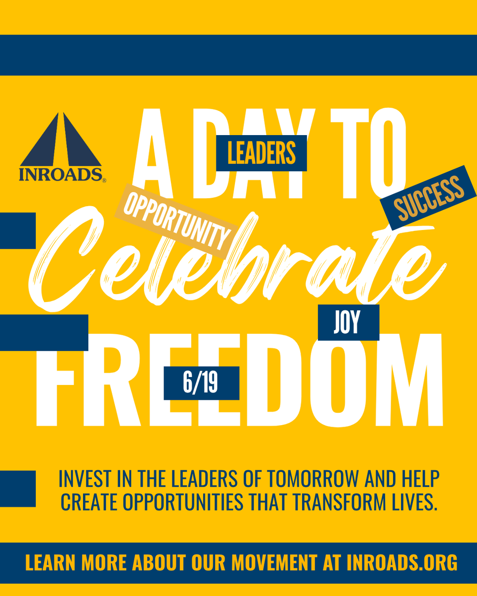 INROADS's tweet photo. A day of freedom, reflection, and hope!

As we honor the past, we remain committed to creating opportunities that empower the next generation of leaders to succeed and make an impact! ➡️ https://t.co/zjBnxDqe9I

#Juneteenth #FutureLeaders #LeadershipDevelopment https://t.co/jk1gg0otaE