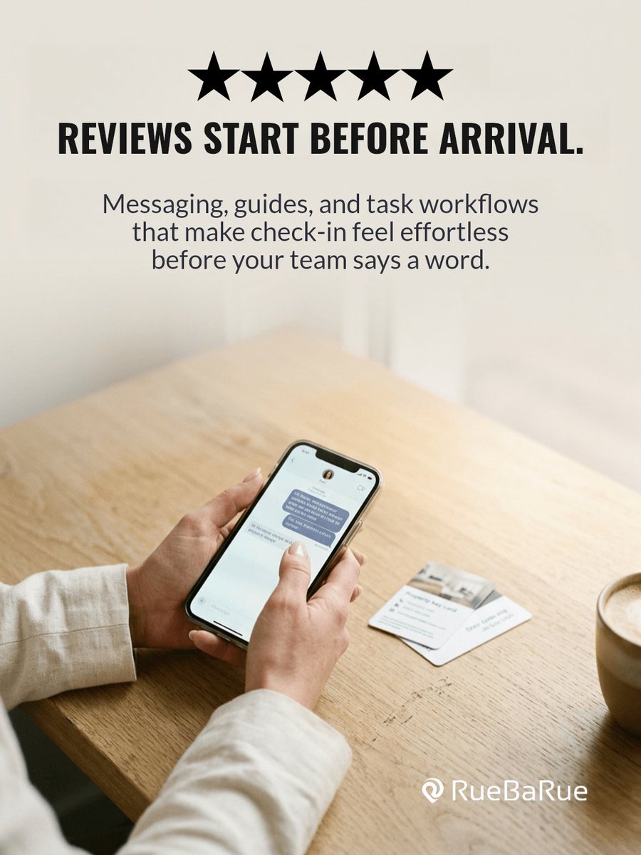 RueBaRue's tweet photo. Guests start forming opinions long before they unlock the front door. 

Clear instructions, timely communication, and easy access to information reduce uncertainty and build confidence from day one. 

The result? Fewer questions, smoother arrivals, and better reviews. https://t.co/YT7Y36zudW