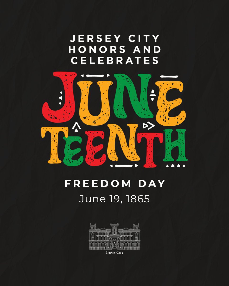 SolomonforJC's tweet photo. On this day in 1865, enslaved people in Texas finally heard what had been law for 2 years: they were free. 

Today we celebrate the resilience, culture, and contributions of Black Americans—and we recommit ourselves to the work that remains. Happy Freedom Day, Jersey City. https://t.co/WX26kxP254