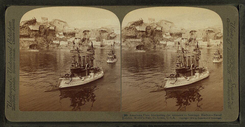 swampfoxoptics's tweet photo. July 3, 1898. Cervera's squadron tried to run out of Santiago harbor in daylight, into the waiting US fleet. Inside four hours every Spanish ship was sunk, burning, or aground. American dead: one. The Spanish Caribbean fleet ceased to exist that morning. #AmericanWarrior250 https://t.co/IjCTVlggLy
