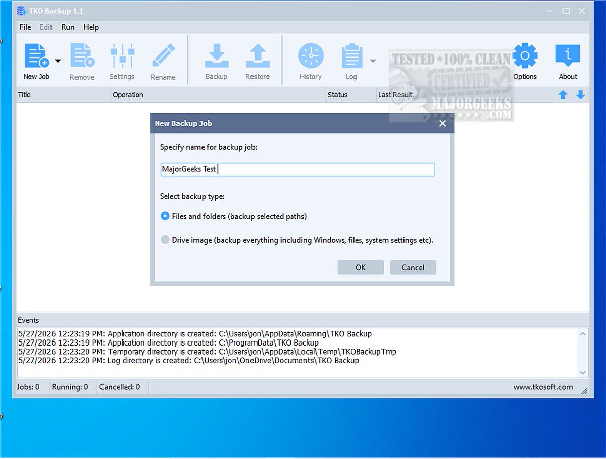 majorgeeks's tweet photo. New! TKO Backup is an intuitive and user-friendly backup program designed specifically for users seeking a straightforward solution to safeguard their critical files, folders, and entire drives.

https://t.co/0mNPsaRFLv https://t.co/N3VewZd4Sz