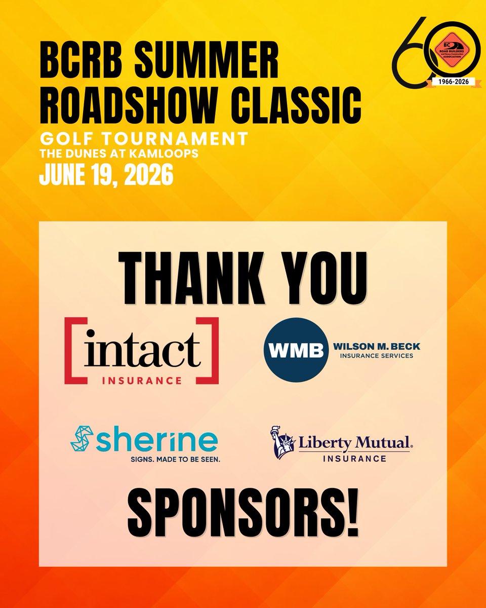 BCRoadBuilders's tweet photo. Events like the Summer RoadShow Classic are made possible thanks to the support of our sponsors!

Thank you to a few more sponsors who are helping create a fun and memorable day that brings our industry together. https://t.co/fz74bSm7Hw