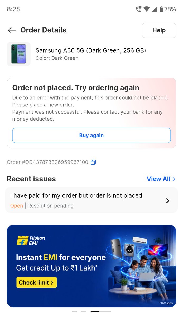 Chandandr1996's tweet photo. @SBICard_Connect I order a mobile from Flipkart that is Samsung a36 it's failed but you guys deducted 14802 from my account why even though ordered and even payment failed still you guys deducted from my account https://t.co/qUZ8mCWAD2