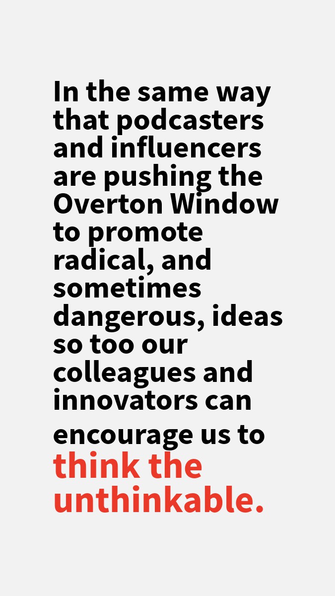 PaulIanTaylor's tweet photo. Innovators generally have two choices: play it safe with incremental innovation inside the current Overton Window, or intentionally step outside the window to force radical innovation.

Read more 👉 https://t.co/wgsTJ7BHj4 https://t.co/3PjIcQTogi
