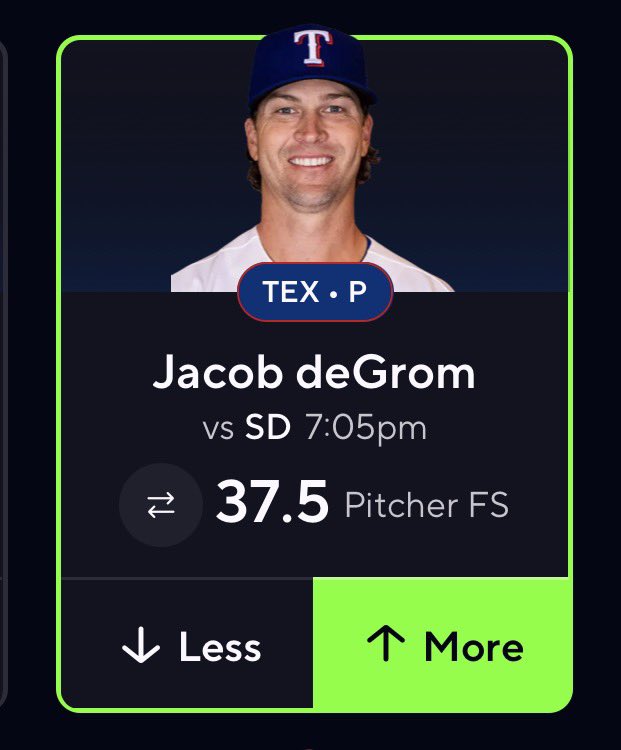 im_v1ncent's tweet photo. MLB POTD 🫪
- once again attacking the injury riddled padres. EVERY SINGLE BATTER he faces tonight has an above .6 K grade rating. Rangers got SMOKED yesterday so w/ some bounceback offense giving him the win and 2nd highest QS odds today gives Jacob a recipe for success today. https://t.co/P119enaCDW