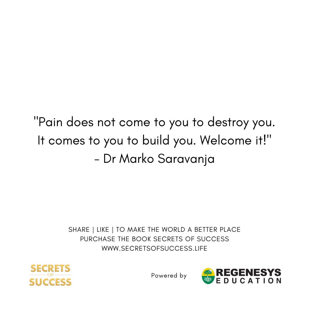 regenesys_edu's tweet photo. Secrets of Success by Dr. Marko Saravanja aims to inspire you daily to change self-limiting thoughts, conquer fears, and achieve greatness.
#DrMarkoSaravanja #Regenesys #SecretsOfSuccess #SuccessMindset https://t.co/a5xFRoyPte