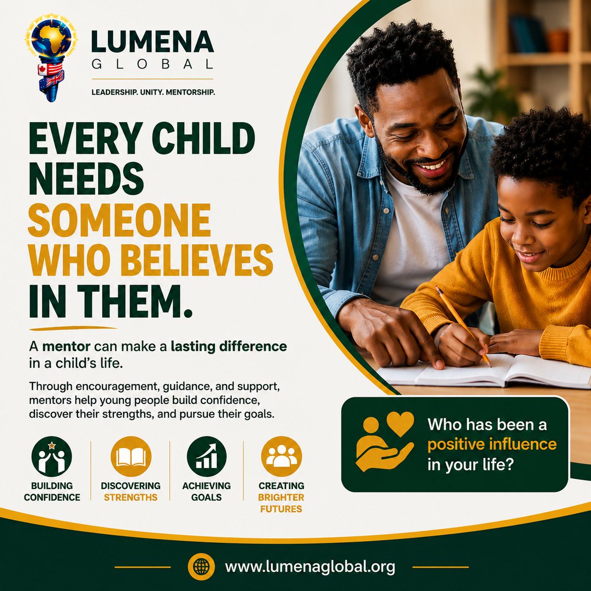 LumenaGlobalOrg's tweet photo. Every child needs someone who believes in them.

Mentorship builds confidence, inspires growth, and empowers future leaders.

🌐 https://t.co/jBXsq5bkKL

#Mentorship #YouthEmpowerment https://t.co/LDgGbIlCMa
