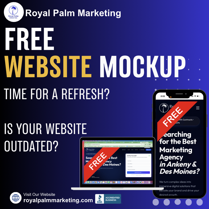 RoyalPalmMktg's tweet photo. Need a website but not sure where to start?

We'll create a FREE website mockup for your business so you can see what's possible before making a commitment.

No pressure. No obligation.

DM us to get yours. https://t.co/YtzHJ2f9os