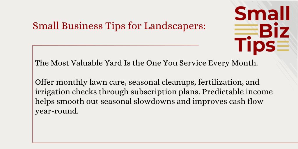 npllpcpa's tweet photo. Recurring revenue = stability, especially in the summertime when lawncare peaks. #SmallBusinessTips https://t.co/OgC4ricpQZ