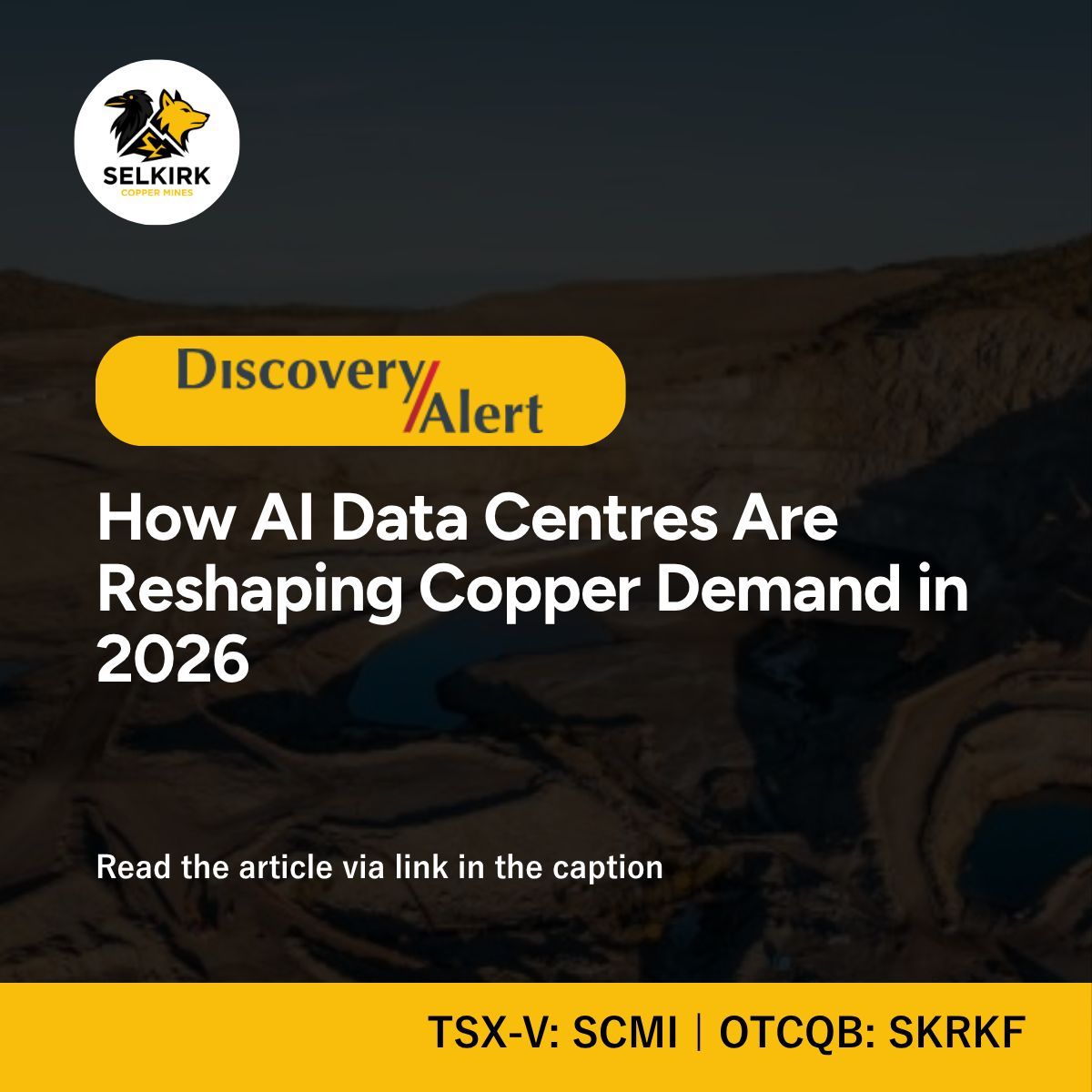 SelkirkCopper's tweet photo. Discovery Alert: “How AI Data Centres Are Reshaping Copper Demand in 2026”

Read the article: https://t.co/D9P6NcndN5

#selkirkcopper #copper #mining #tsxv #otc #scmi #skrkf $SCMI $SKRKF https://t.co/ImdjkVanKr