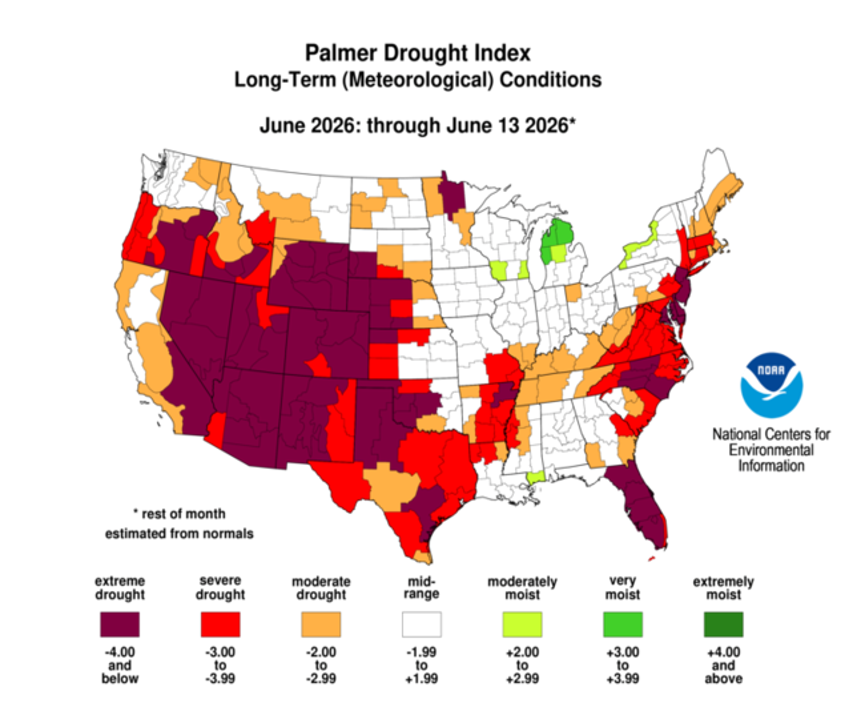 BrazosValleyGCD's tweet photo. Here are the drought monitoring maps released on June 18, 2026. https://t.co/r9SGSJbMnD