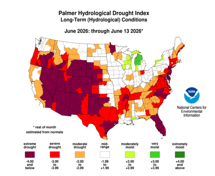 BrazosValleyGCD's tweet photo. Here are the drought monitoring maps released on June 18, 2026. https://t.co/r9SGSJbMnD