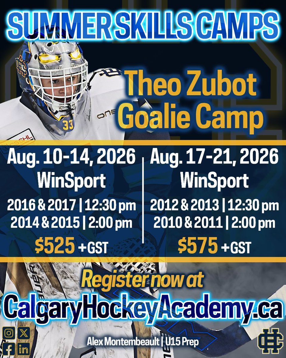 chacalgary's tweet photo. Our August Skills Development camps are open for registration; get your game on & build your foundational position skills with our high-performance coaches ahead of tryout season!
Register now at https://t.co/pVqHDQAyqz! #earnednotgiven #calgaryhockey #csshl https://t.co/7hetHzD20x