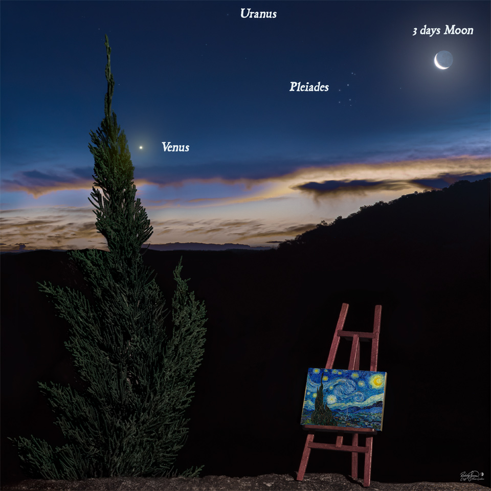 apod_brasil's tweet photo. A NOITE ESTRELADA II
Saiba mais na thread! 📷
Créditos da imagem: Rodrigo Guerra; Pintura original: Vincent van Gogh
Texto original e edição: Robert Nemiroff (MTU) &amp; Jerry Bonnell (UMCP)
#Astronomia #Astrofisica #Céu #Estrelas #Lua #NoiteEstrelada #Vênus https://t.co/DzxkNzLvus