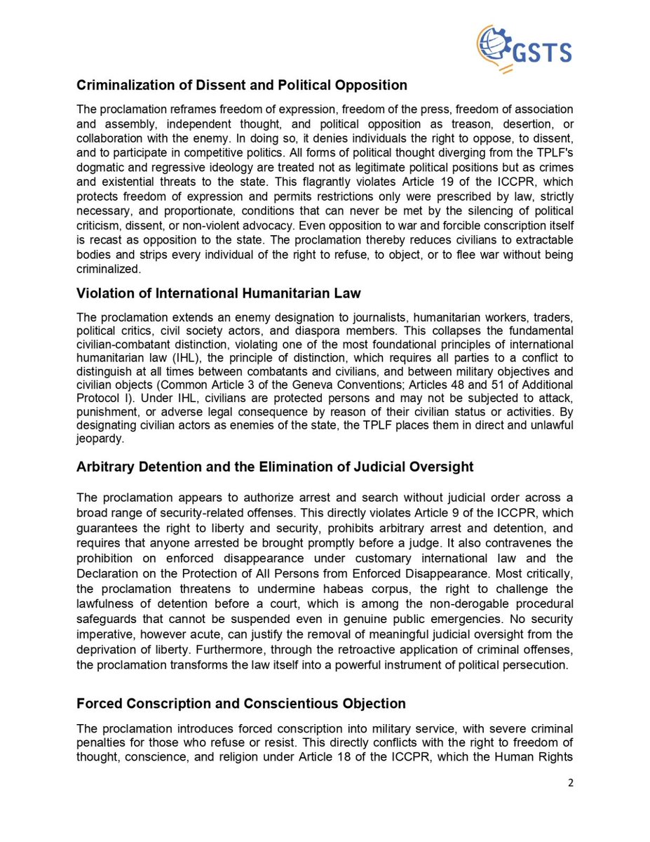 ProfKindeya's tweet photo. GSTS Unequivocally condemns Totalitarian Law in Tigray and Calls on the People of Tigray and the International Community to Act Before It Is Too Late. https://t.co/xlmhOQuHsv