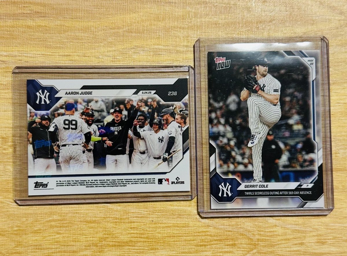 gk112288's tweet photo. Topps NOW到着!
Judgeのサヨナラ弾、Coleの復帰登板😎
Judgeの復帰を待ってます😌
#ToppsNOW https://t.co/Ylh2RxKHvD