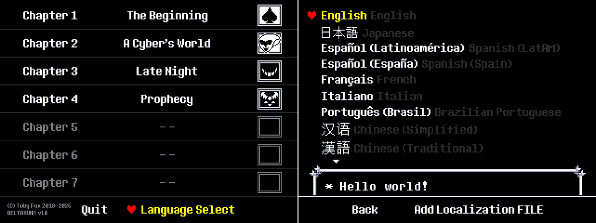 MidnightShifted's tweet photo. was bored late at night so i made a mockup of what a "language select" for DELTARUNE would look like https://t.co/2SFEa6zNs6